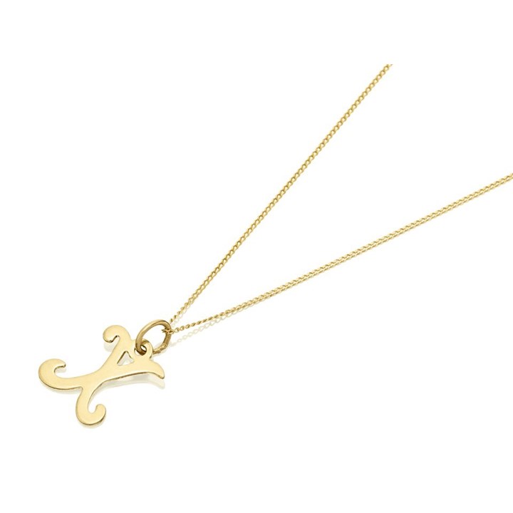 9ct Gold Orate Script Initial X Pendant And Chain - X50438