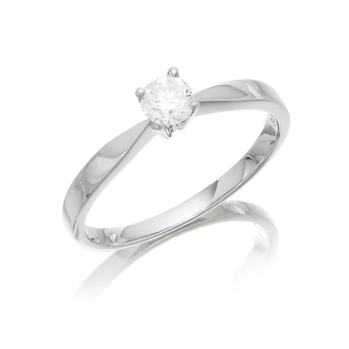 Platinum Diamond Solitaire Engagement Ring - 30pts - AGI Certificated- Size H - Z5195