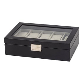 Mele & Co Black Wooden Ten Watch Box - A19155