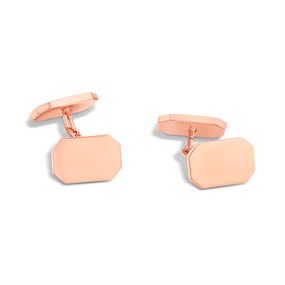 Rose Gold Plated Eight Sided Engravable Cufflinks - A53191
