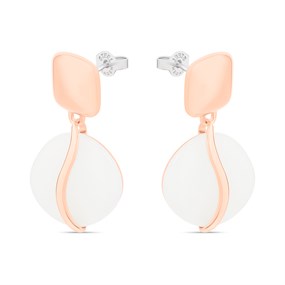 Skagen SKJ1816791 Sofie White Sea Glass Rose Gold Tone Earrings - A7163