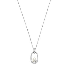 Skagen SKJ1796040 Silver Tone Immitation Pearl Necklace - A7166