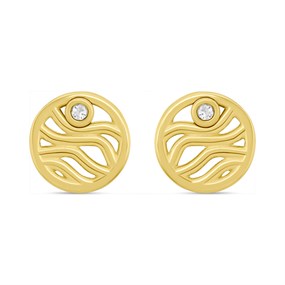Skagen SKJ1761710 Glitz Wave Gold Tone Stainless Steel Stud Earrings - A7168