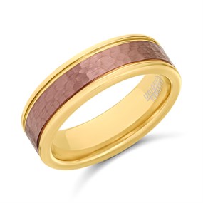 Unique Tungsten Carbide Rose And Brown IP Plated Ring - A73139