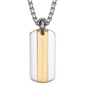 Unique Steel And Yellow IP Tag Necklace - A73148