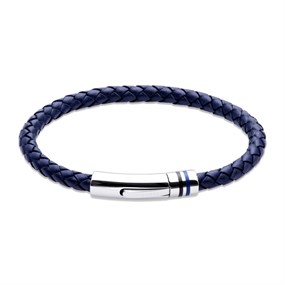 Unique Blue Leather Bracelet With Stainless Steel Clasp - A73150
