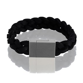 Unique Black Woven Leather Bracelet - A7357
