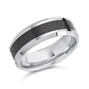 Unique Tungsten And Carbon Fibre Ring - 8mm - A7388