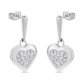 Unique Steel Heart Crystal Earrings - A7405