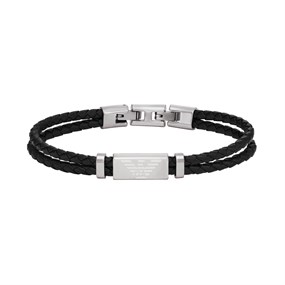 Emporio Armani EGS3122040 Black Leather ID Bracelet - A9109