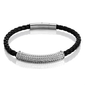 Police PEAGB2214901 Hardware Black Leather Bracelet - A98220