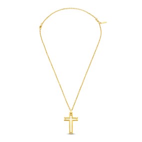 Police PEAGN0005306 Gold Tone Cut-Out Cross Necklace - A98340