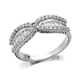18ct White Gold Diamond Bow Band Ring - 1/2ct - D0752