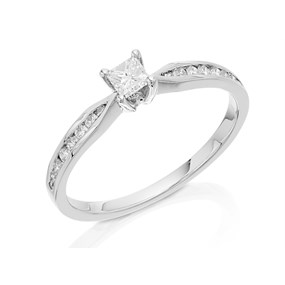 Platinum Princess Cut Diamond Ring - 1/3ct - AGI Certificated - D08100
