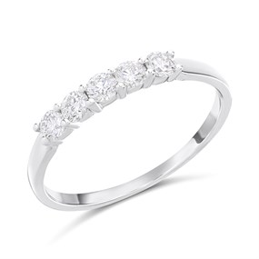 Polar Fire Platinum Diamond Five Stone Ring- 1/2ct (GLI Certificated) - D08169