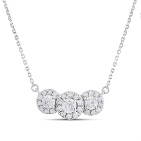 Platinum Fixed Diamond-Set Trilogy Necklet, 1/3ct - D08506