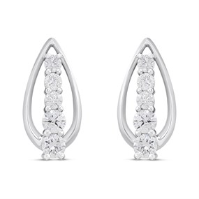 Platinum Diamond Tear Stud Ears, 1/2ct/pair - D08508