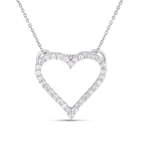 Platinum Diamond-Set Heart Necklace- 1/4ct - D08511