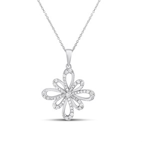 Platinum Diamond-Set Flower Necklace, 1/4ct - D08512