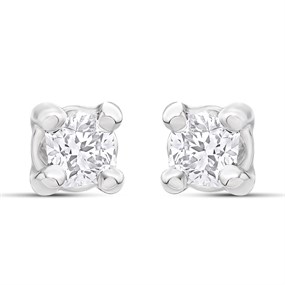 Arctic Circle 9ct White Gold Diamond Solitaire Stud Earrings - 20pts per pair - D3151