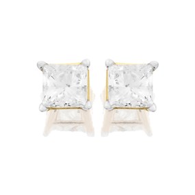 14ct Gold Princess Cut Diamond Solitaire Stud Earrings - 1/2ct per pair - D3906