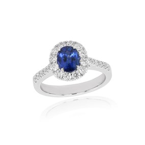 18ct White Gold Sapphire And Diamond Cluster Ring - 71pts - D4110