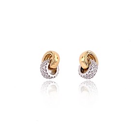 18ct Two Colour Gold Diamond Interlocking Stud Earrings - 22pts per pair - D4560
