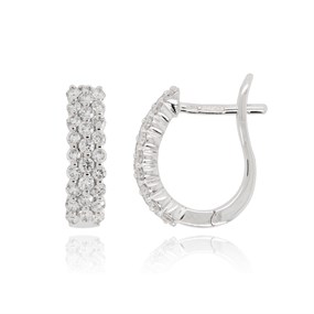 18ct White Gold Diamond J Hoop Earrings - 59pts per pair - D4563