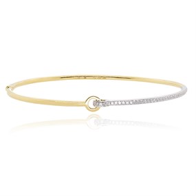 18ct Two Colour Gold Diamond Interlocking Bangle - 1/4ct - D4624