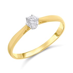 9ct Gold Solitaire Diamond Ring, 1/4ct - D5038