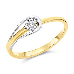 9ct Gold Two Colour Diamond Ring - 5pts - D5135
