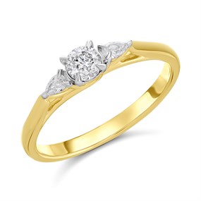9ct Gold Diamond Trilogy Ring - 1/3ct - D5136