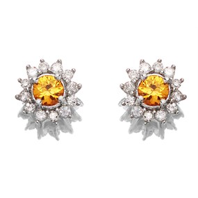 9ct White Gold Yellow Sapphire And Diamond Stud Earrings - 10pts per pair - D54104
