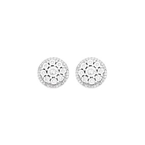 9ct White Gold Diamond Cluster Stud Earrings -  15pts per pair - D54115