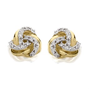 9ct Gold Diamond Knot Stud Earrings - 5pts per pair - D54120