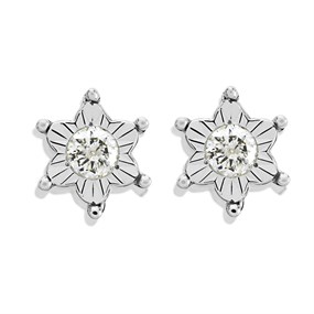 9ct White Gold Diamond Flower Stud Earrings - 15pts per pair - D54124