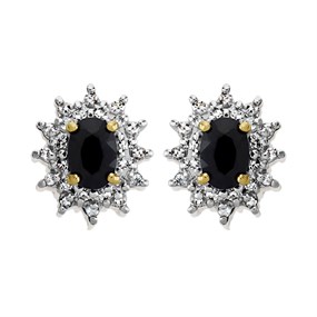 9ct Gold Sapphire And Diamond Stud Earrings - 1/4ct per pair - D54128