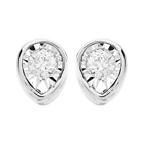 9ct White Gold Diamond Solitaire Stud Earrings - 20pts per pair - D5529