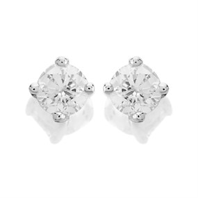 9ct White Gold Diamond Solitaire Stud Earrings - 15pts per pair - D5535