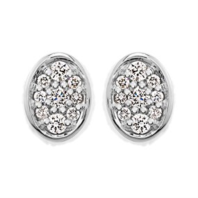 9ct White Gold Diamond Cluster Stud Earrings - 20pts per pair - D5547
