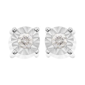 9ct White Gold Diamond Solitaire Stud Earrings - 10pts per pair - D5550
