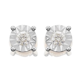9ct Gold Diamond Solitaire Stud Earrings - 10pts per pair - D5551