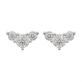 9ct White Gold Diamond V-Stud Earrings - 30pts per pair - D5552