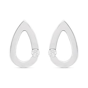 9ct White Gold Diamond Teardrop Stud Earrings - D5558