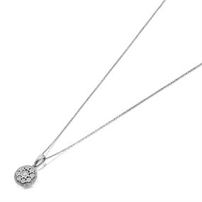 9ct White Gold Diamond Cluster Necklace - 10pts - D56105