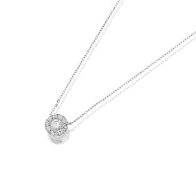 9ct White Gold Diamond Halo Cluster Necklace - 28pts - D56113