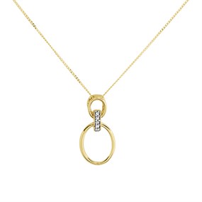 9ct Gold Diamond Oval Link Necklace - D56117