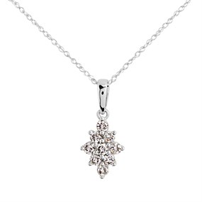 9ct White Gold Diamond Cluster Necklace - 1/4ct - D56128