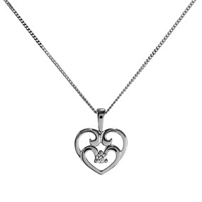 Love It! 9ct White Gold Diamond Heart Necklace - D56132