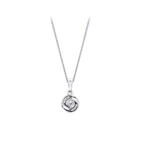 Love It! 9ct White Gold Diamond Swirl Necklace - D56134